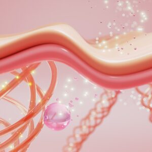 Pink,Collagen,Serum,Drop,Through,Skin,Cell,To,Enhancing,And